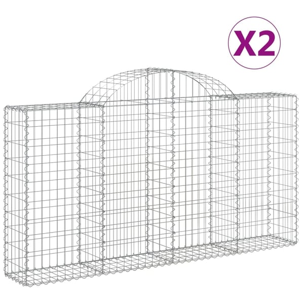 vidaXL Gabionkurver buede 2 stk 200x30x100/120 cm galvanisert jern