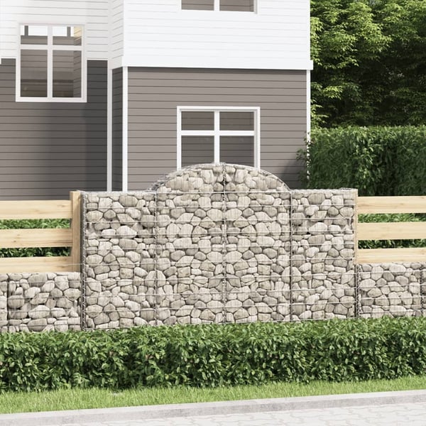 vidaXL buede gabionkurve 12 stk. 200x30x120/140 cm galvaniseret jern