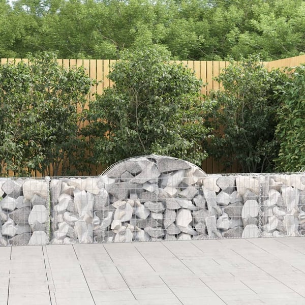 vidaXL buede gabionkurve 7 stk. 200x30x60/80 cm galvaniseret jern
