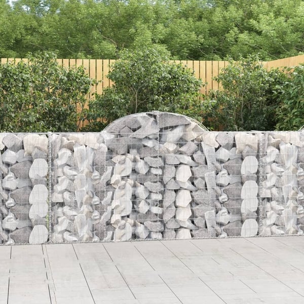 vidaXL buede gabionkurve 14 stk. 200x30x100/120 cm galvaniseret jern