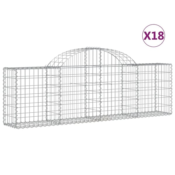 vidaXL Gabionkurver buede 18 stk 200x30x60/80 cm galvanisert jern