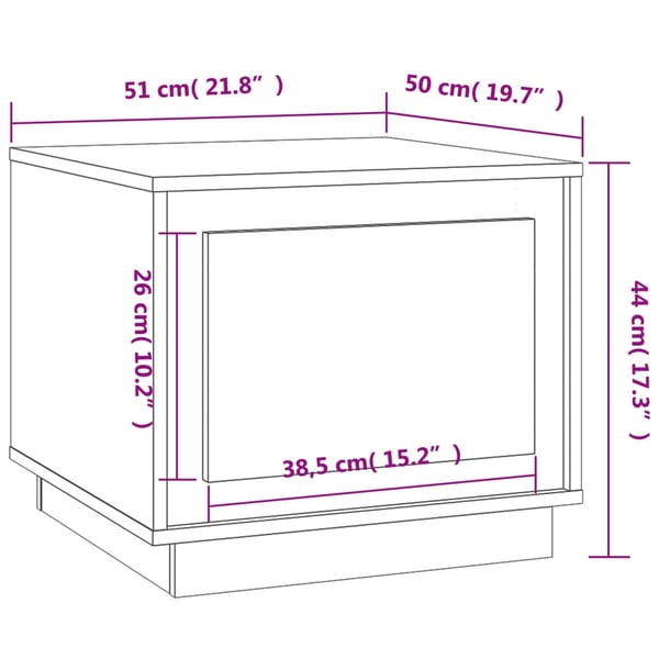 vidaXL Salongbord røkt eik 51x50x44 cm konstruert tre