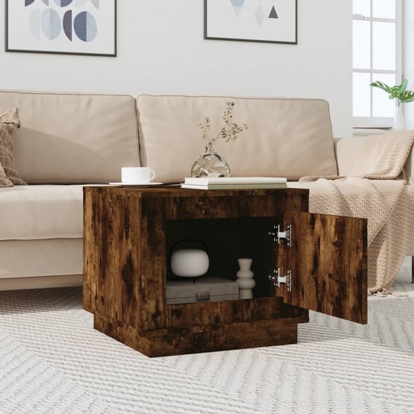 vidaXL Salongbord røkt eik 51x50x44 cm konstruert tre