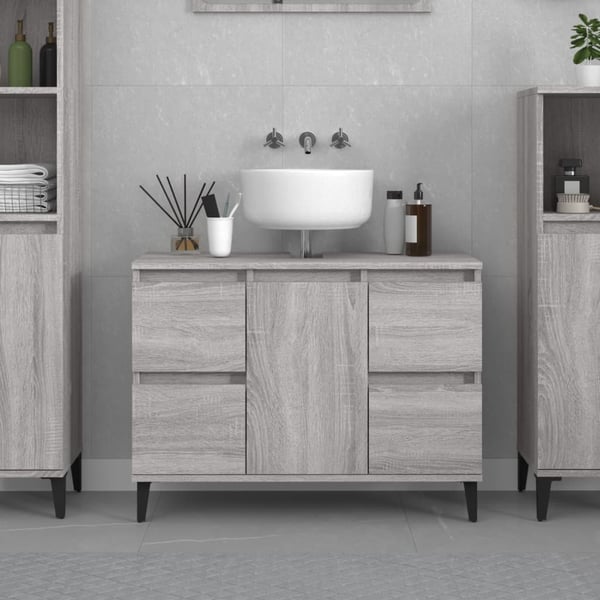 vidaXL skab til håndvask 80x33x60 cm konstrueret træ grå sonoma-eg