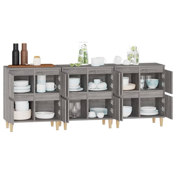 vidaXL Skjenker 3 stk grå sonoma 60x35x70 cm konstruert tre