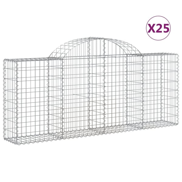 vidaXL Gabionkurver buede 25 stk 200x30x80/100 cm galvanisert jern