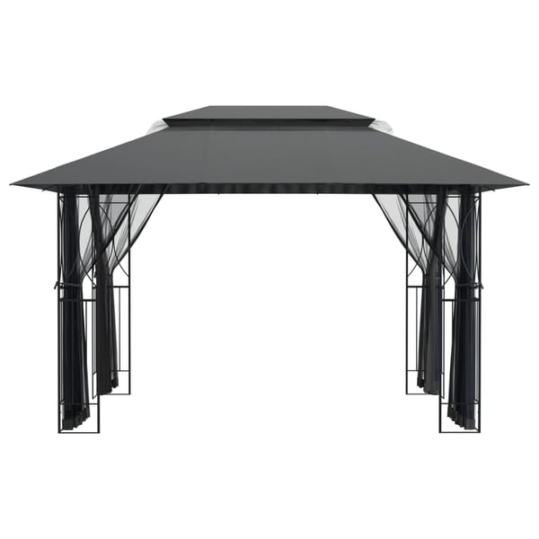 vidaXL Paviljong med sidevegger antrasitt 400x300x270 cm stål