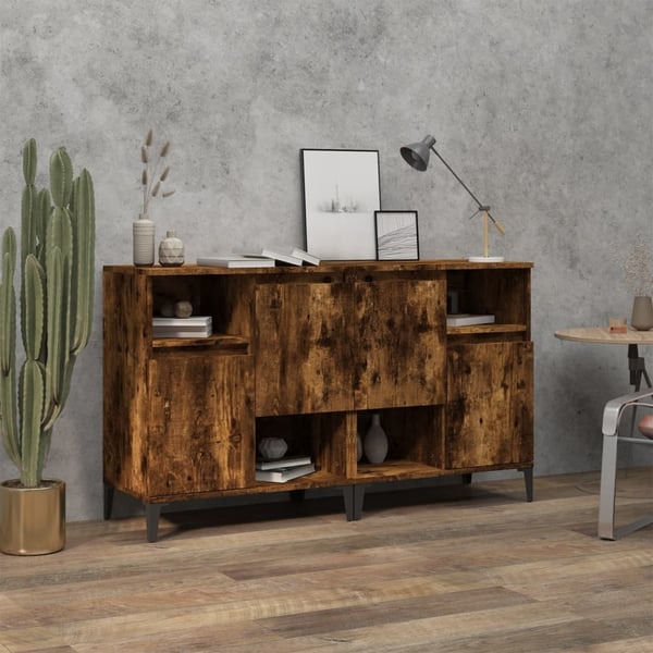 vidaXL skænke 2 stk. 60x35x70 cm konstrueret træ røget egetræsfarve