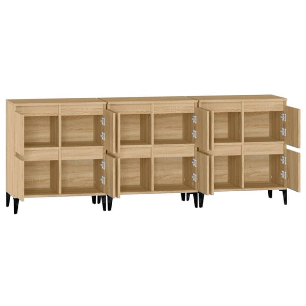 vidaXL Skjenker 3 stk sonoma eik 60x35x70 cm konstruert tre