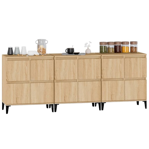 vidaXL Skjenker 3 stk sonoma eik 60x35x70 cm konstruert tre
