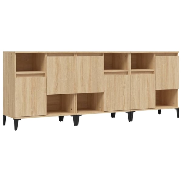 vidaXL skænke 3 stk. 60x35x70 cm konstrueret træ sonoma-eg