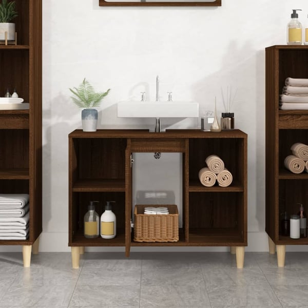 vidaXL Tvättställsskåp brun ek 80x33x60 cm konstruerat trä