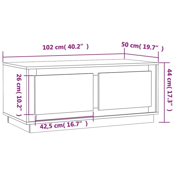 vidaXL sofabord 102x50x44 cm konstrueret træ sort