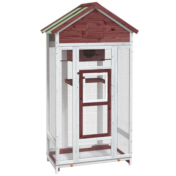 vidaXL Fuglehus mocca 91,5x53x170 cm heltre furu