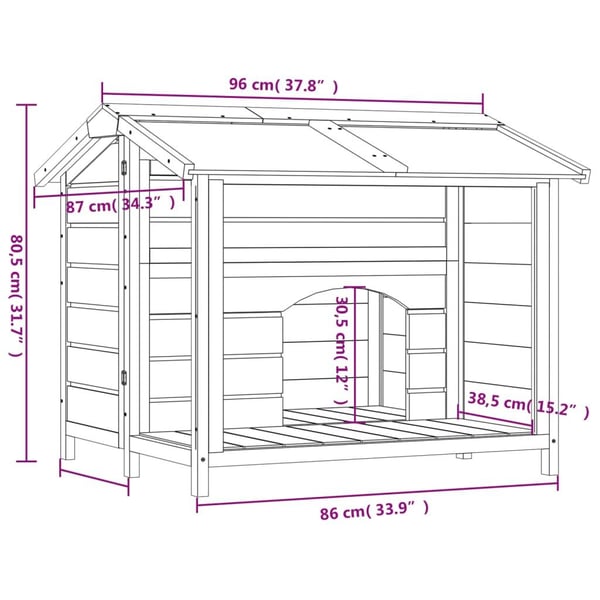 vidaXL Hundekennel grå 96x87x80,5 cm heltre furu