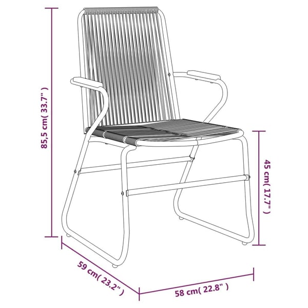 vidaXL Hagestoler 2 stk svart 58x59x85,5 cm PVC rotting