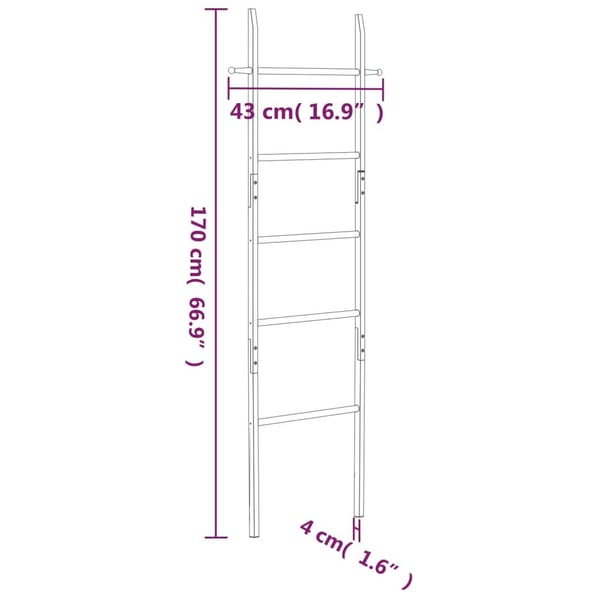 vidaXL Håndklestige 170 cm heltre valnøtt