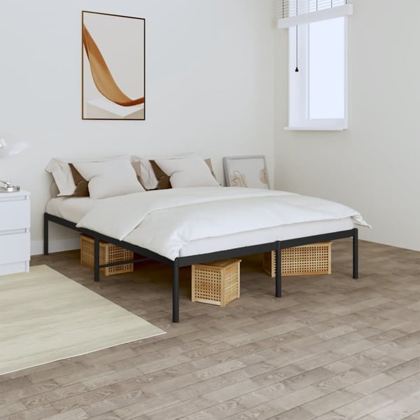 vidaXL Sengeramme i metall svart 140x190 cm