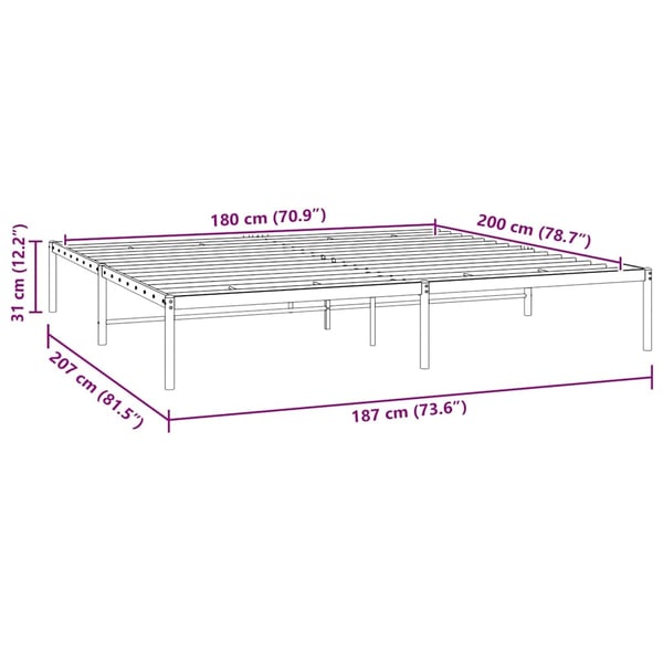 vidaXL sengeramme 180x200 cm metal sort