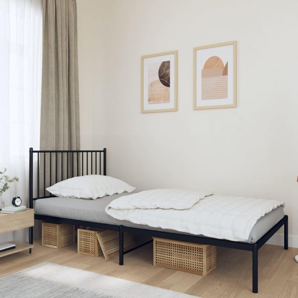 vidaXL Sengeramme i metall med hodegavl svart 100x190 cm