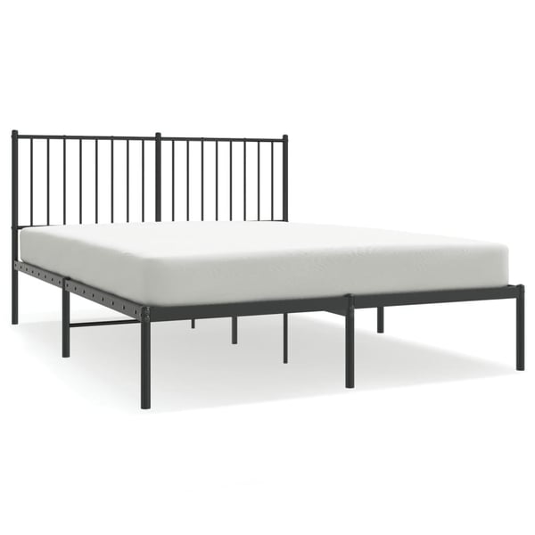 vidaXL Sengeramme i metall med hodegavl svart 135x190 cm