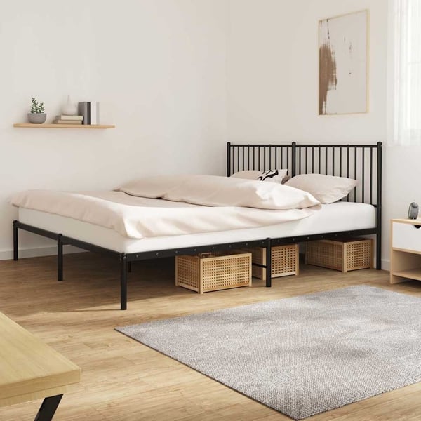 vidaXL sengeramme med sengegavl 180x200 cm metal sort
