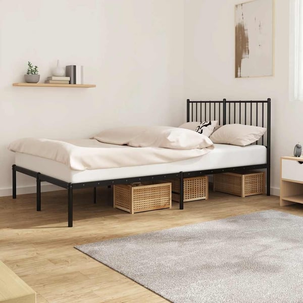 vidaXL Sengeramme i metall med hodegavl svart 120x190 cm