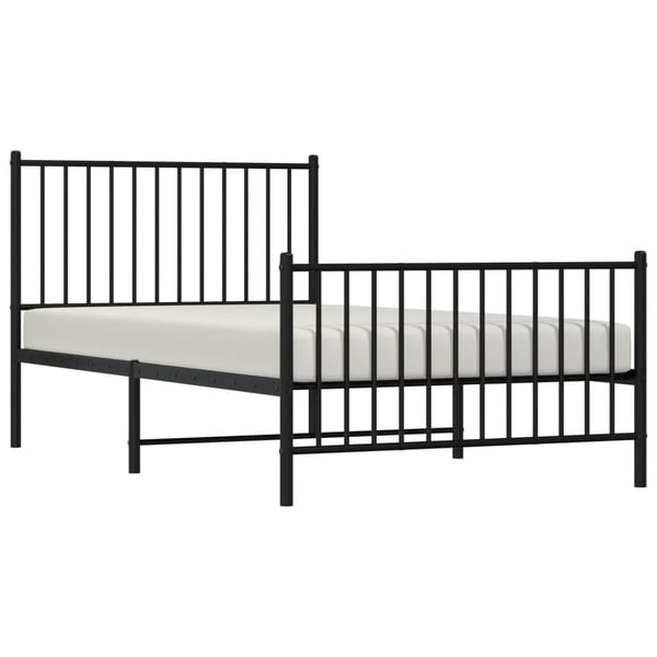 vidaXL Sengeramme i metall med hode- og fotgavl svart 100x190 cm
