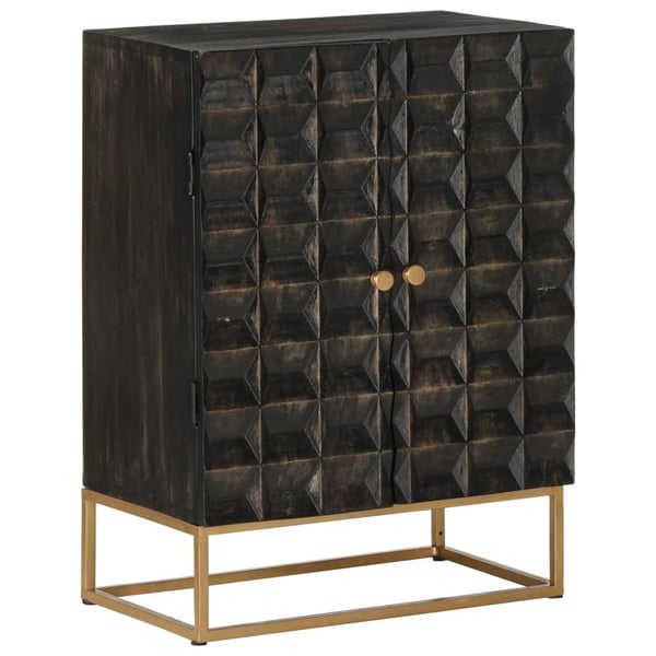 vidaXL Skjenk svart 55x34x75 cm heltre mango og jern