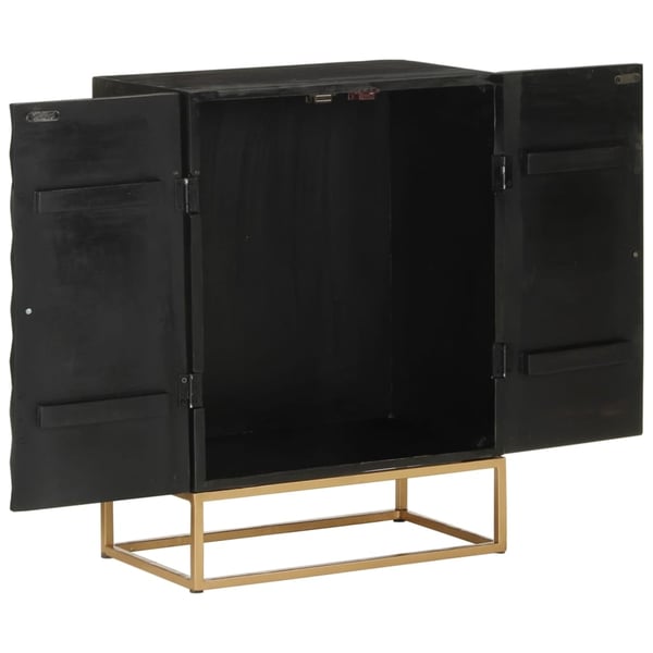 vidaXL Skjenk svart 55x34x75 cm heltre mango og jern
