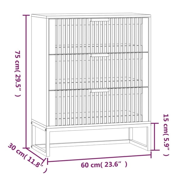 vidaXL skænk 60x30x75 cm konstrueret træ hvid