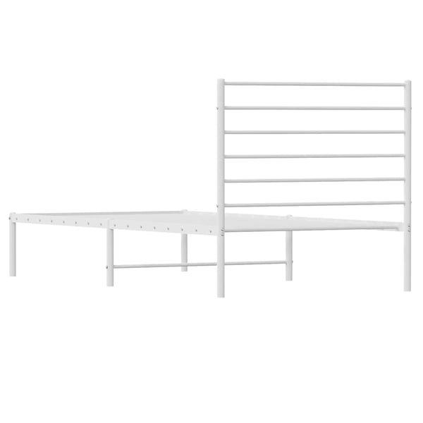 vidaXL Sengeramme i metall med hodegavl hvit 75x190 cm