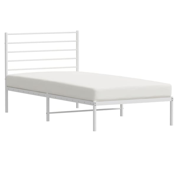 vidaXL Sengeramme i metall med hodegavl hvit 100x190 cm