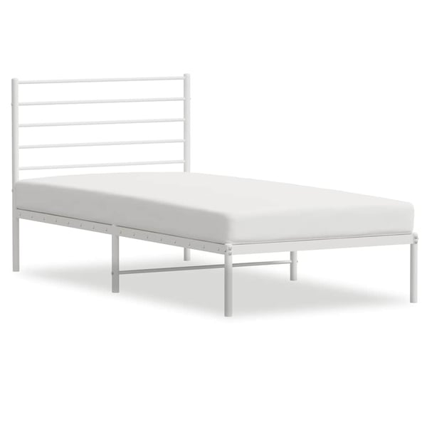 vidaXL Sengeramme i metall med hodegavl hvit 80x200 cm