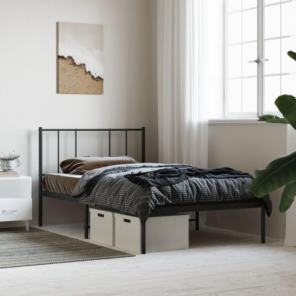 vidaXL Sengeramme i metall med hodegavl svart 100x190 cm