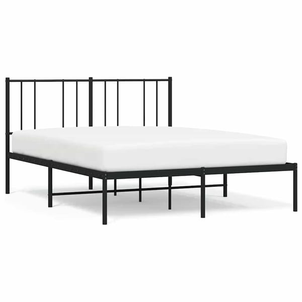 vidaXL Sengeramme i metall med hodegavl svart 160x200 cm