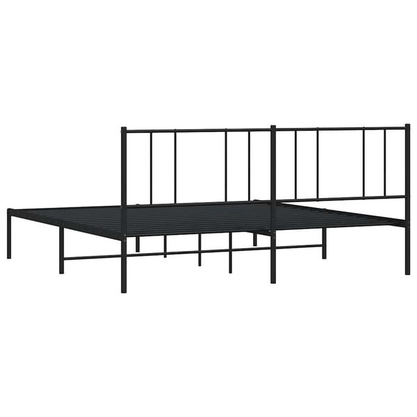 vidaXL Sengeramme i metall med sengegavl svart 200x200 cm