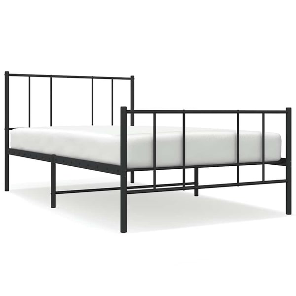 vidaXL Sengeramme i metall med hode- og fotgavl svart 90x190 cm