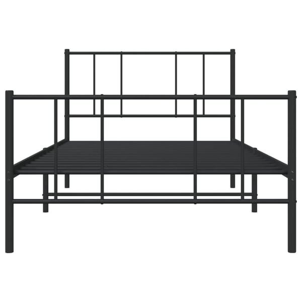 vidaXL Sengeramme i metall med hode- og fotgavl svart 107x203 cm