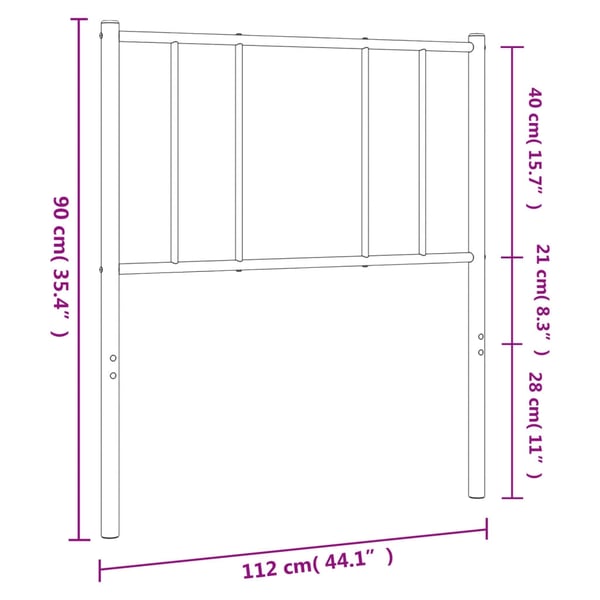 vidaXL Utskiftbar sengegavl i metall svart 107 cm