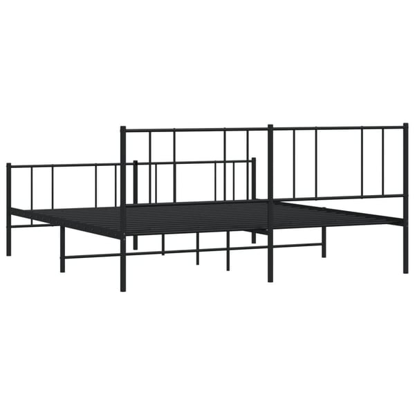 vidaXL Sengeramme i metall med hode- og fotgavl svart 200x200 cm