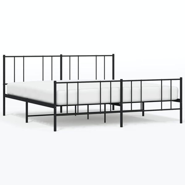 vidaXL Sengeramme i metall med hode- og fotgavl svart 200x200 cm