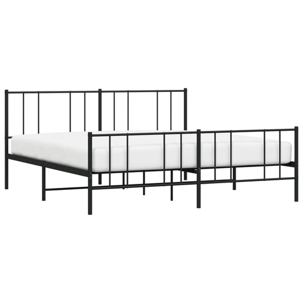 vidaXL Sengeramme i metall med hode- og fotgavl svart 200x200 cm