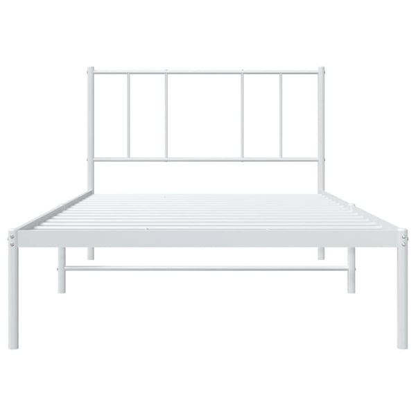 vidaXL Sengeramme i metall med hodegavl hvit 75x190 cm