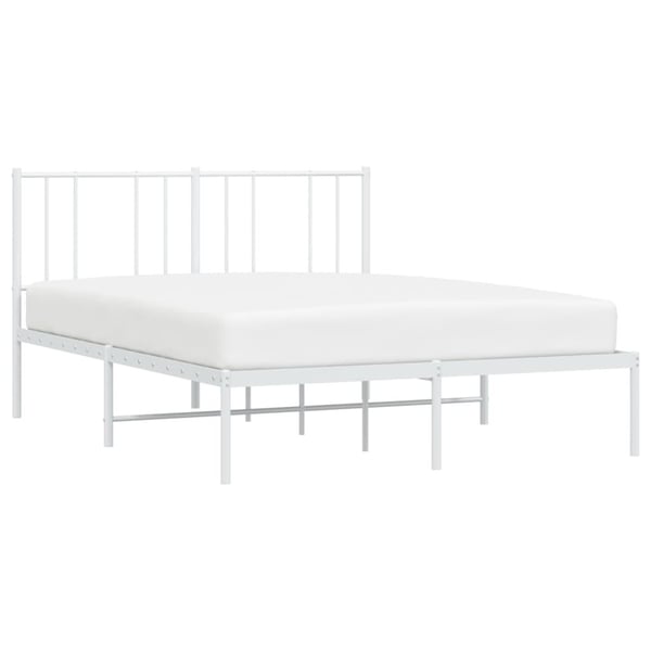 vidaXL Sengeramme i metall med hodegavl hvit 140x190 cm