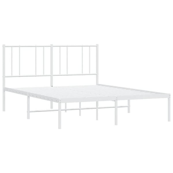 vidaXL Sengeramme i metall med hodegavl hvit 140x190 cm