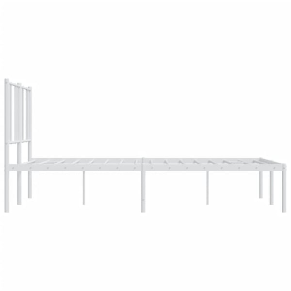 vidaXL Sengeramme i metall med hodegavl hvit 140x190 cm