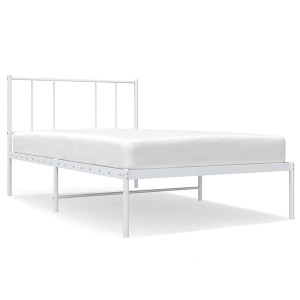 vidaXL Sengeramme i metall med hodegavl hvit 107x203 cm
