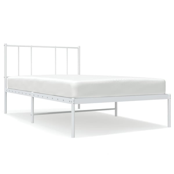 vidaXL Sengeramme i metall med hodegavl hvit 90x200 cm
