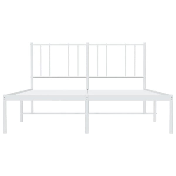 vidaXL Sengeramme i metall med sengegavl hvit 150x200 cm
